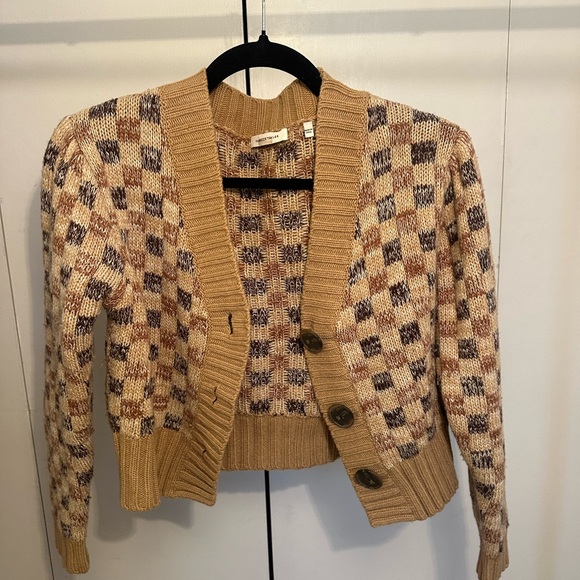 Rebecca Taylor Sweaters - Rebecca Taylor Tan and Brown Checkered Cardigan